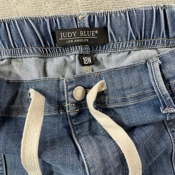 Judy Blue Pull On Jogger Jeans Womens 18W Blue Elastic Waist Patch Pocket Denim - Picture 2 of 10
